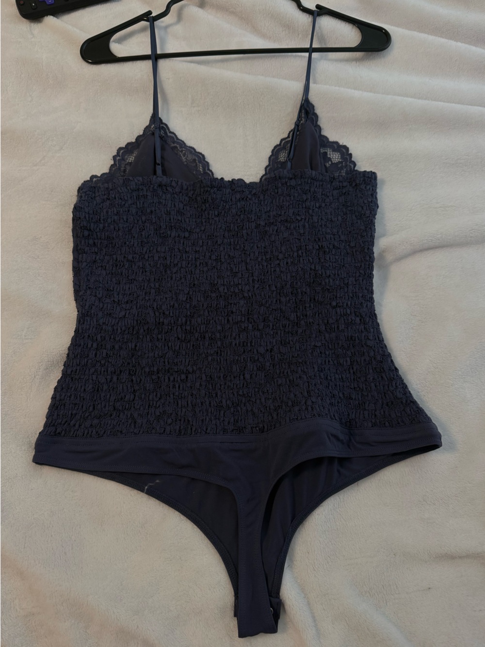 Express Navy Lace Overlay Tank Top - Picture 2 of 3